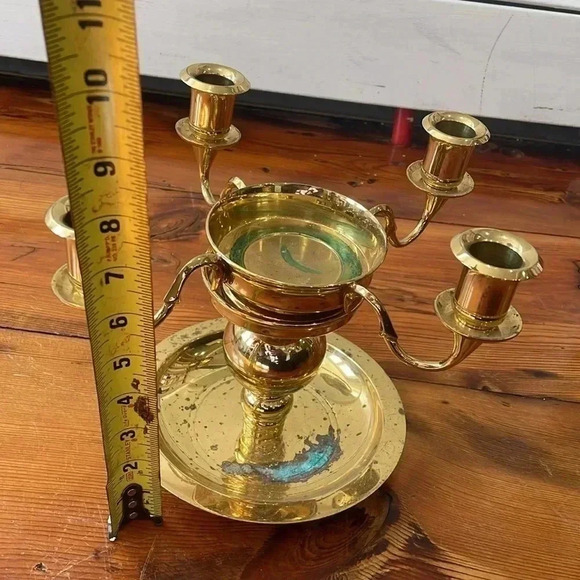 Partylite Two Pieces Winchester Candle Holder Solid Gold Brass Lacquer Finish - Picture 6 of 7